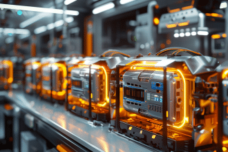 Batterie de voiture électrique illustrant la tension de 800 volts