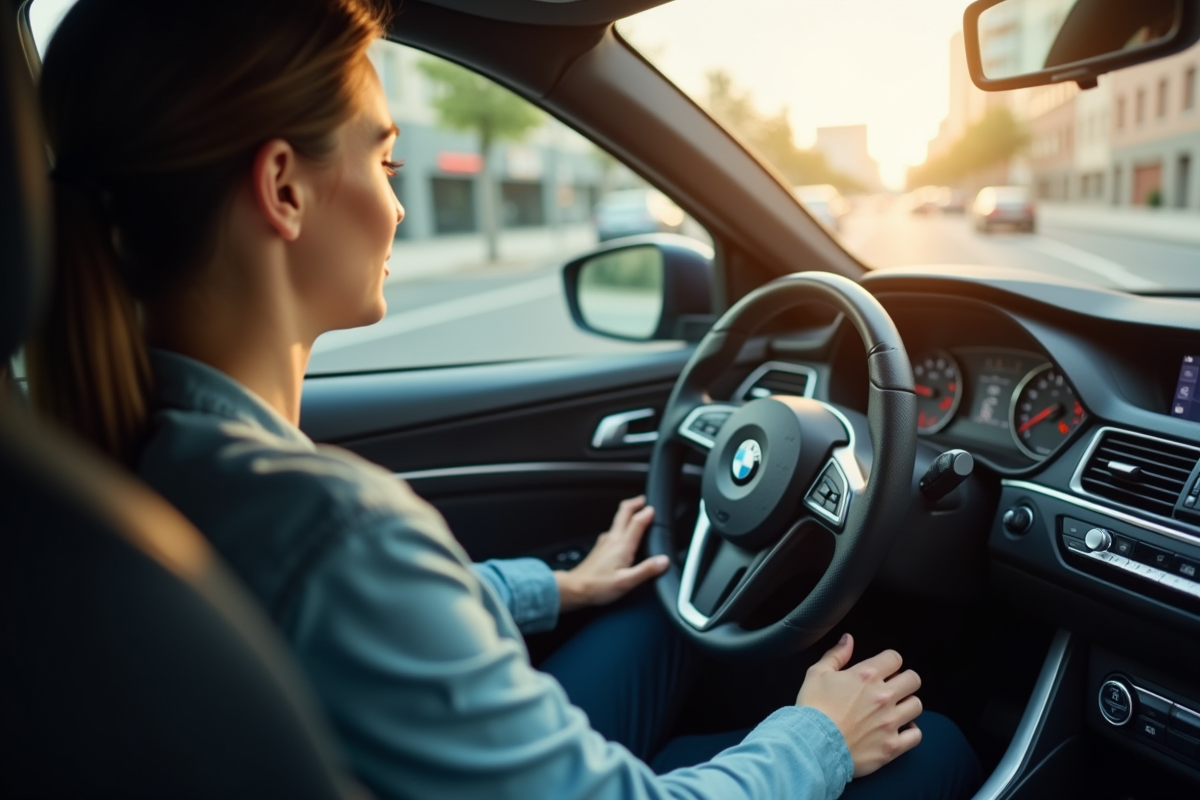 Conducteur responsable attachant sa ceinture dans une voiture moderne
