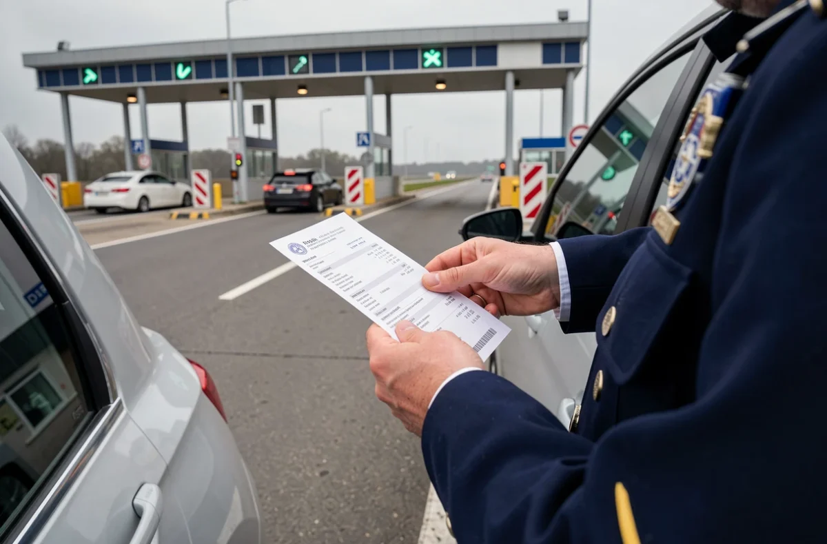 Contrôle de douane à la frontière avec présentation d'un ticket de caisse
