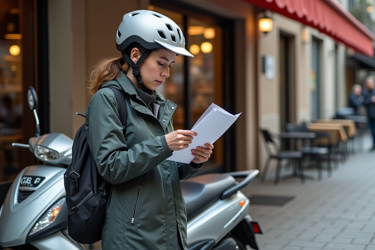 Femme lisant un document près d