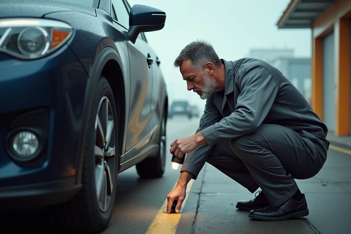 Mécanicien inspectant une voiture d'occasion lors d'un contrôle qualité, symbolisant les problèmes de transparence dénoncés par UFC-Que Choisir concernant Aramis Auto